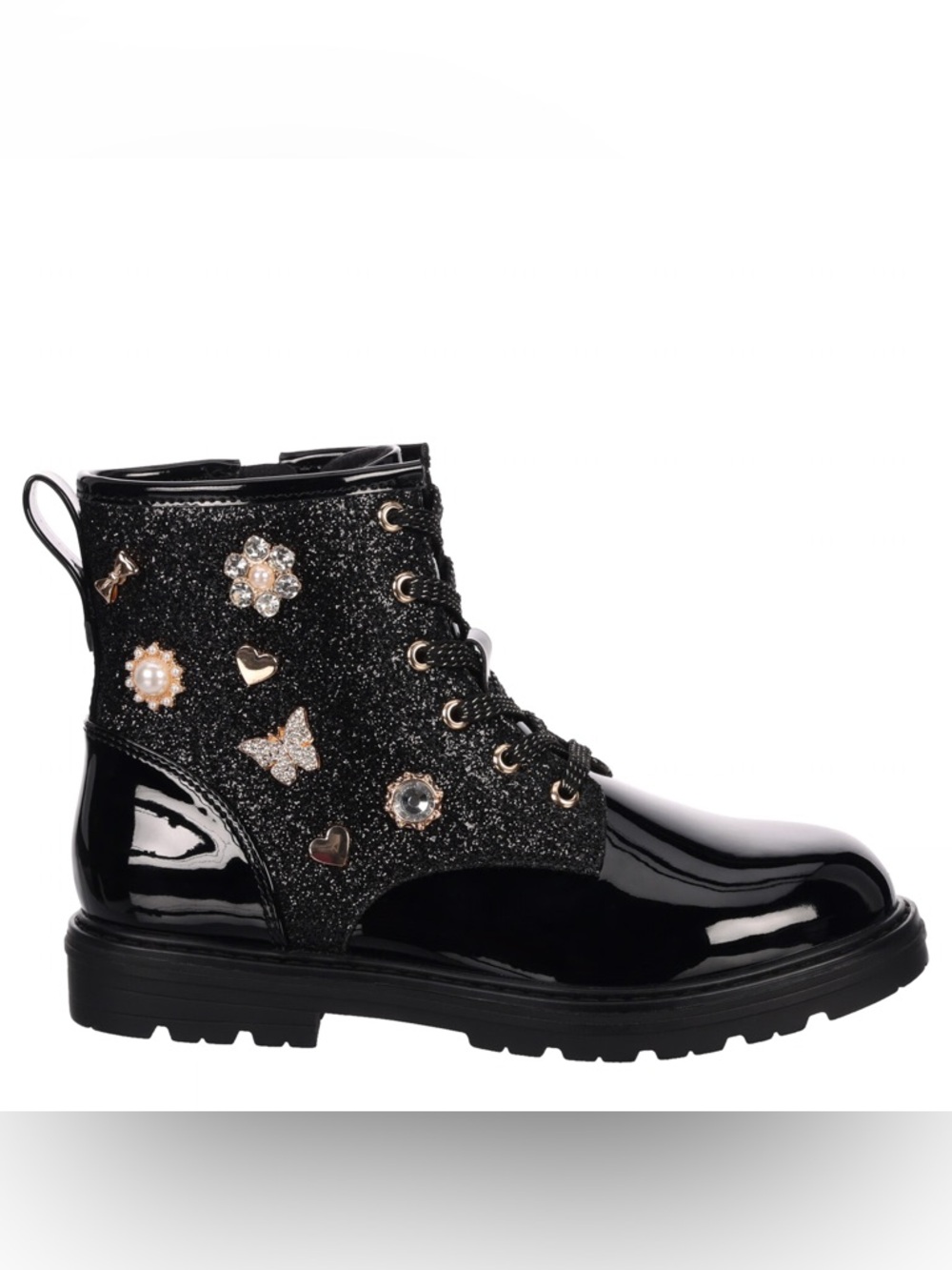 Cupcake Couture Decor Glitter Rhinestone Combat Boots
